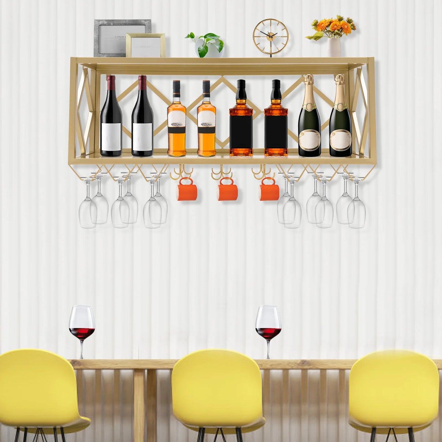 Sturdy Wall Mounted Wine Rack for Home Kitchen Commercial Use