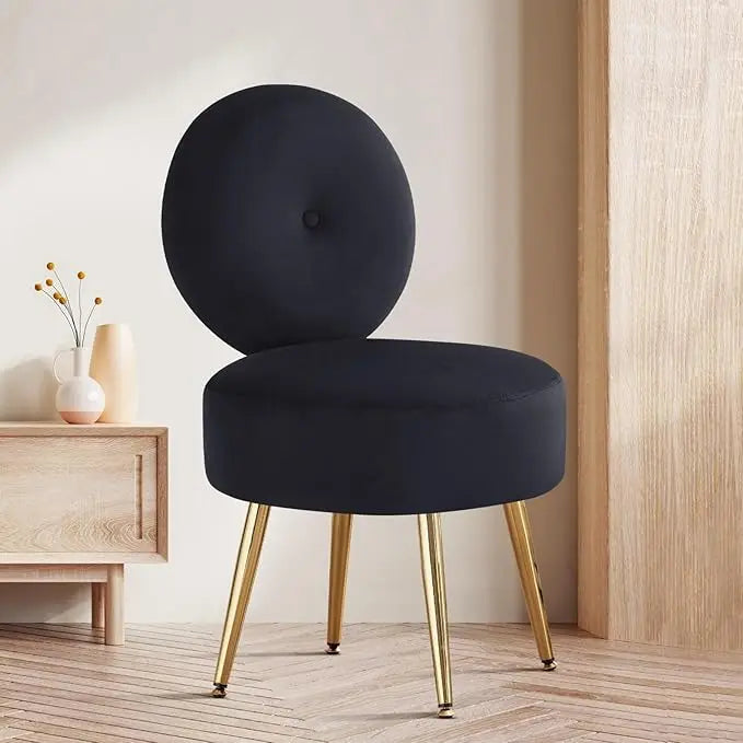 Armless Velvet Vanity Chair Modern Stool for Makeup Room Bedroom
