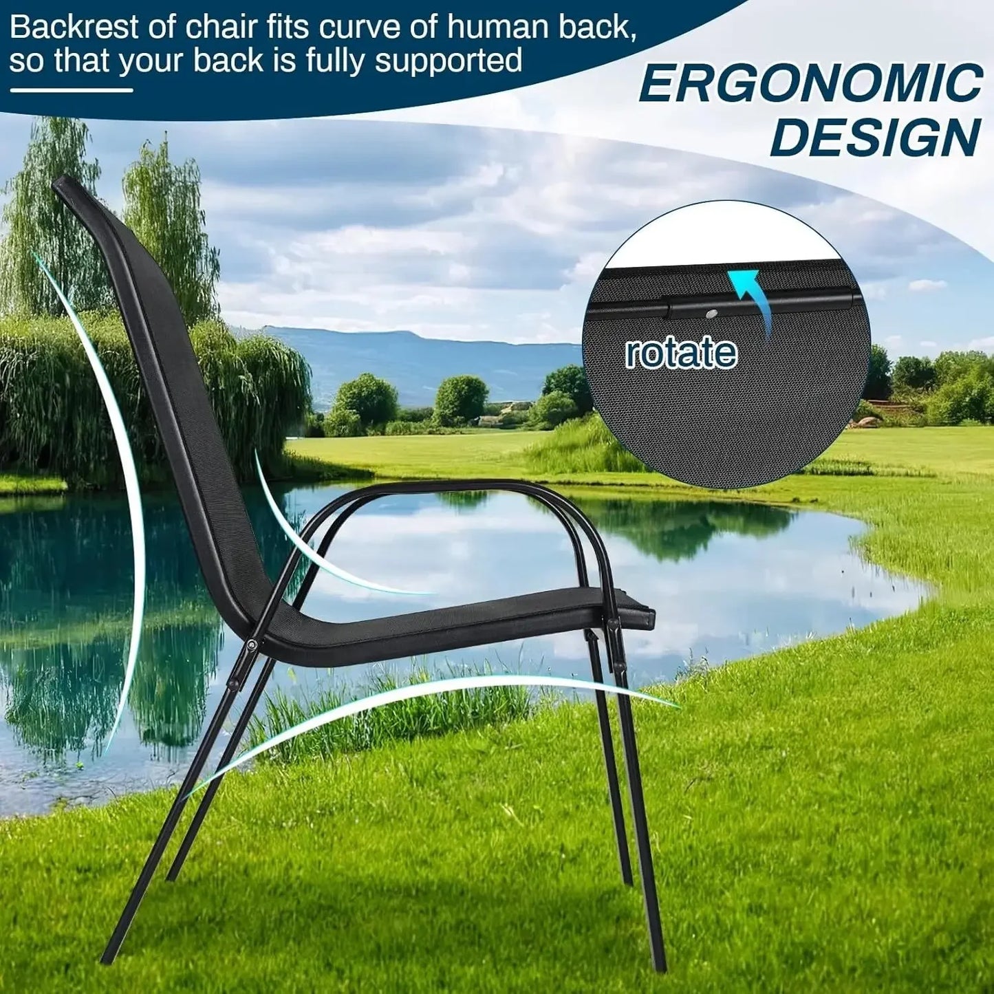 Patio Chairs Set of 6 Stackable Outdoor Dining Chairs All Weather