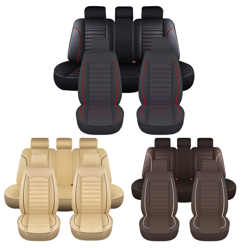 Full Set Universal Car Seat Covers Soft Breathable Leather Protector