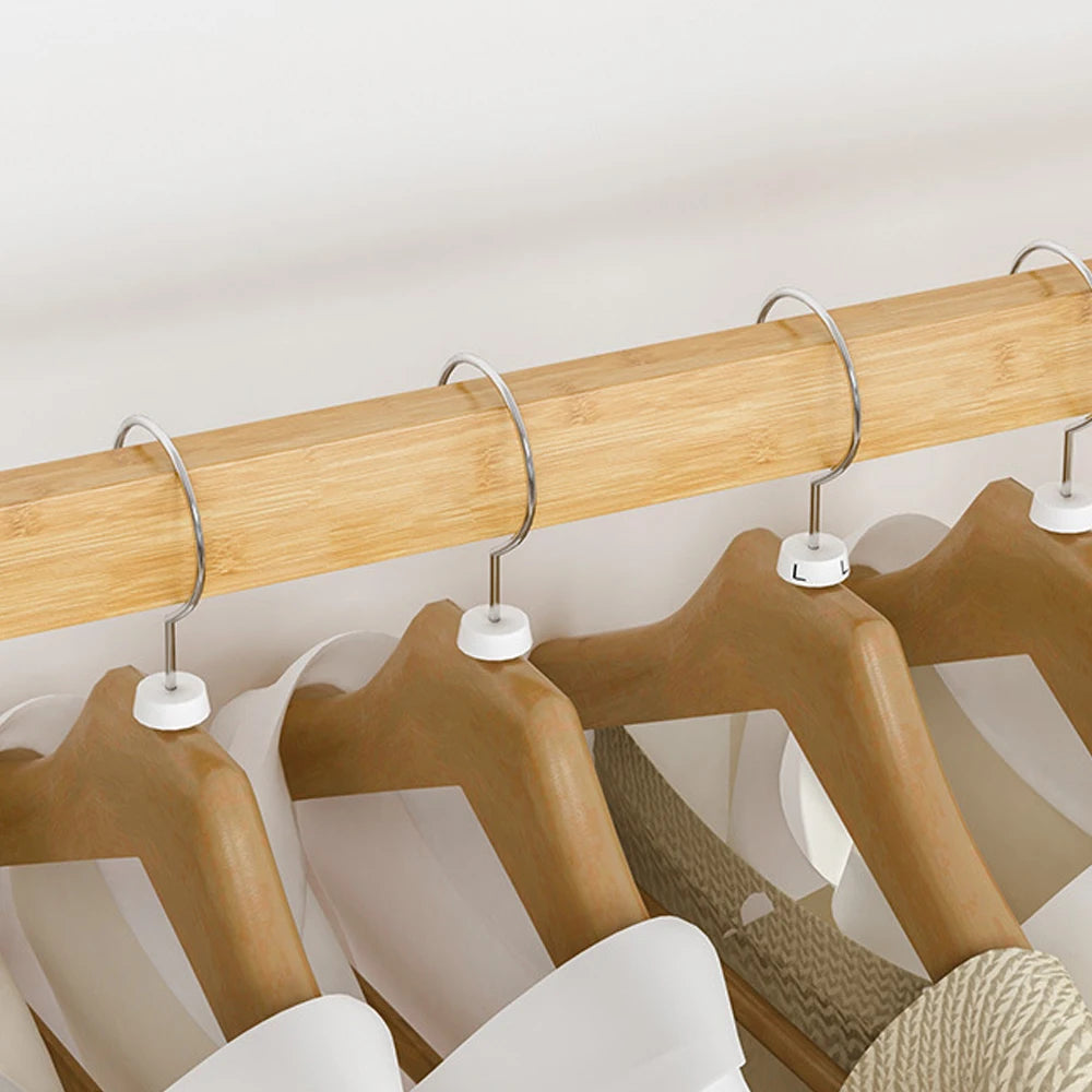 Bamboo Clothes Rail Rack Double Hanging Rails Free Standing Garment Rack
