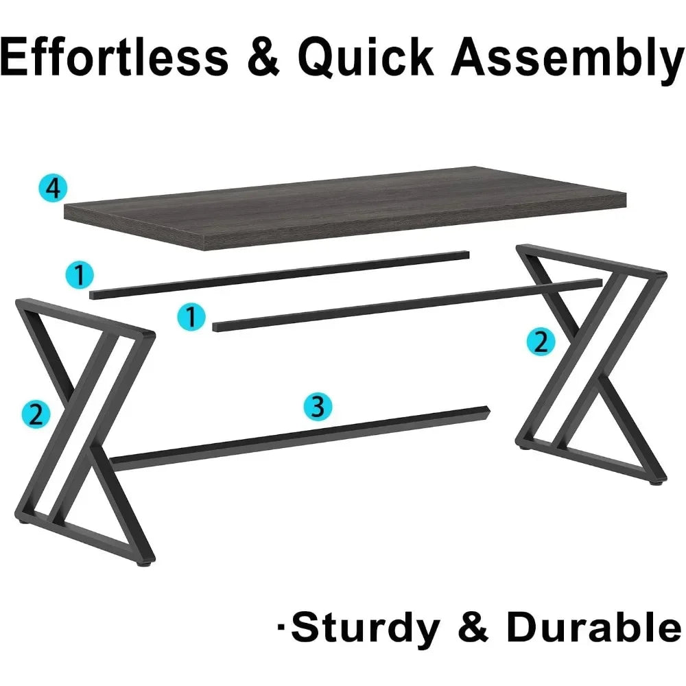 Industrial Computer Desk Rustic Wood Metal Home Office Writing Table