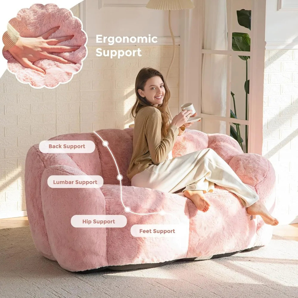Ljustra Floral Shaped Bean Bag Chair Ultra Soft Loveseat Sofa
