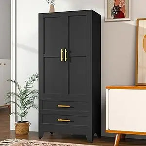 Metal Armoire Wardrobe Closet 71 Inch Storage Cabinet with Drawers