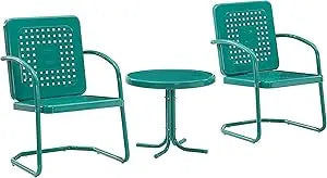 Bates 3 Piece Outdoor Chair Side Table Set Retro Metal Bistro Patio