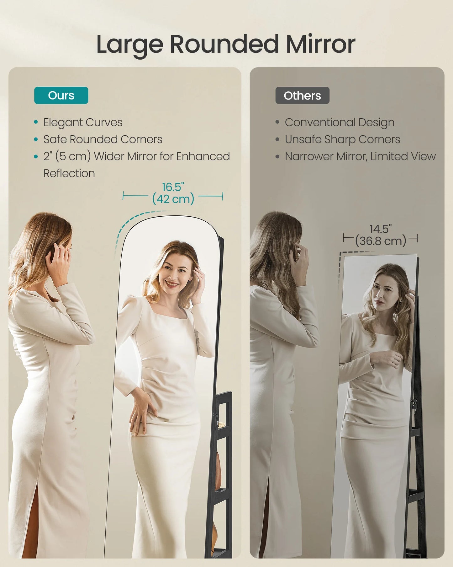 Ljustra LED Jewelry Cabinet 360 Swivel Organizer Lockable Mirror