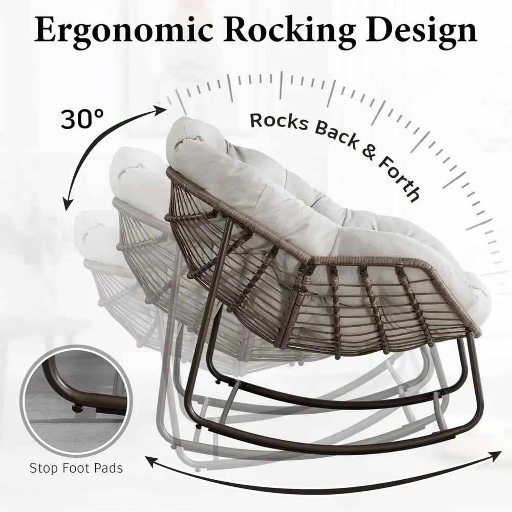 Large Oversized Indoor Outdoor Rocking Papasan Chair with Cushion