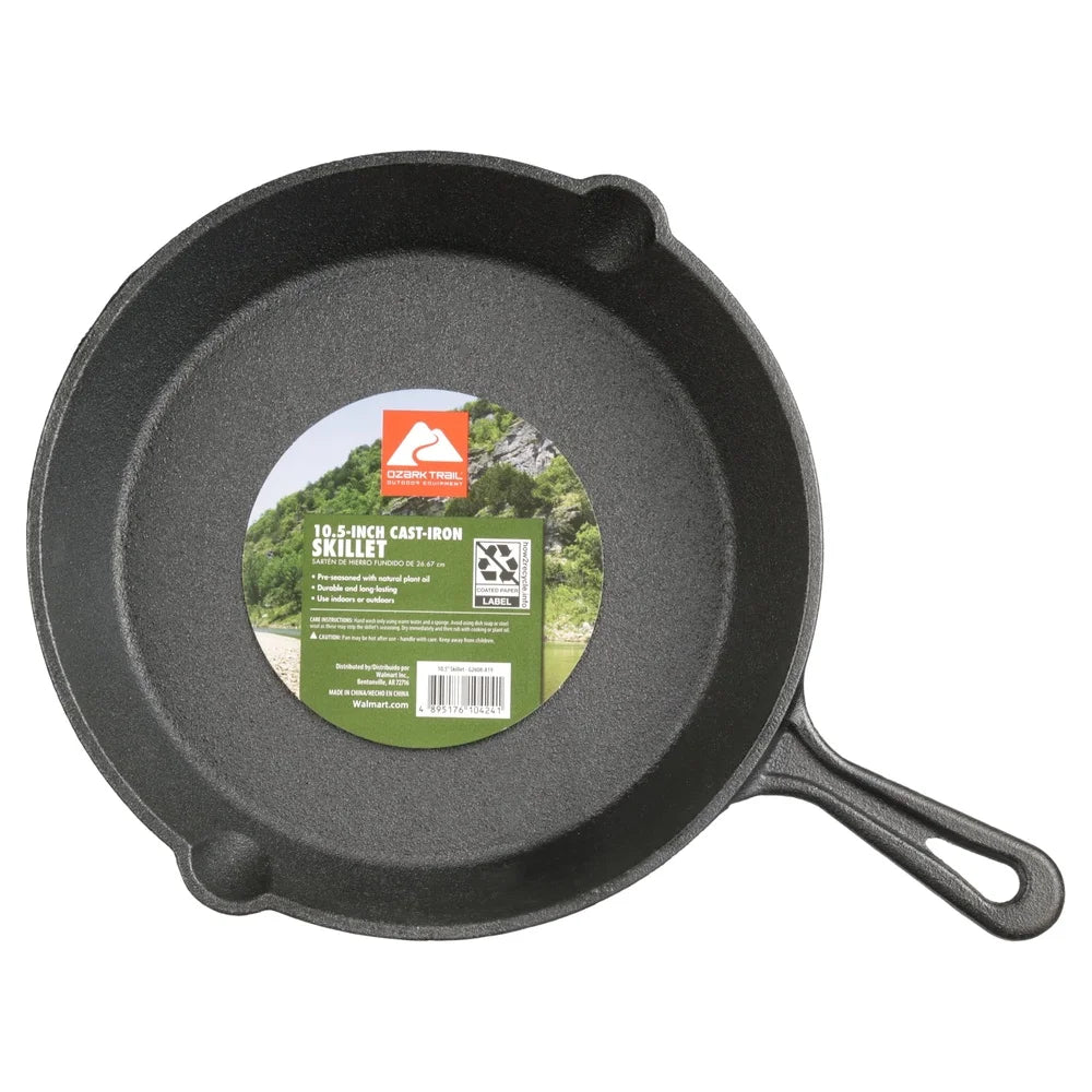 Pre-Seasoned Cast Iron Skillet Nonstick Cooking Durable Campfire Essential