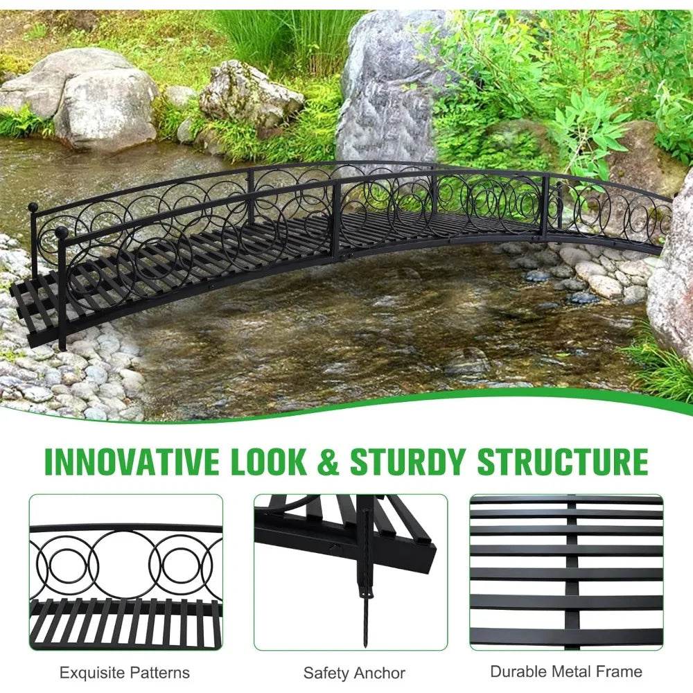 Garden Bridge Metal Arch 10FT Decorative Footbridge for Outdoor Use