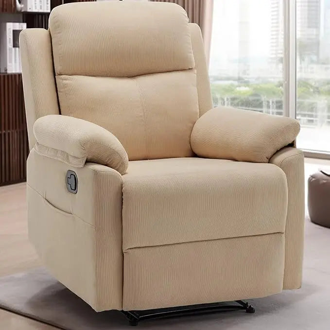 Recliner Chair for Small Spaces Upholstered Manual Recliner with Pockets