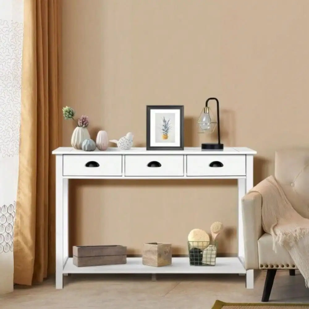47 Inch Console Table Entryway Accent Table with Drawers and Shelf
