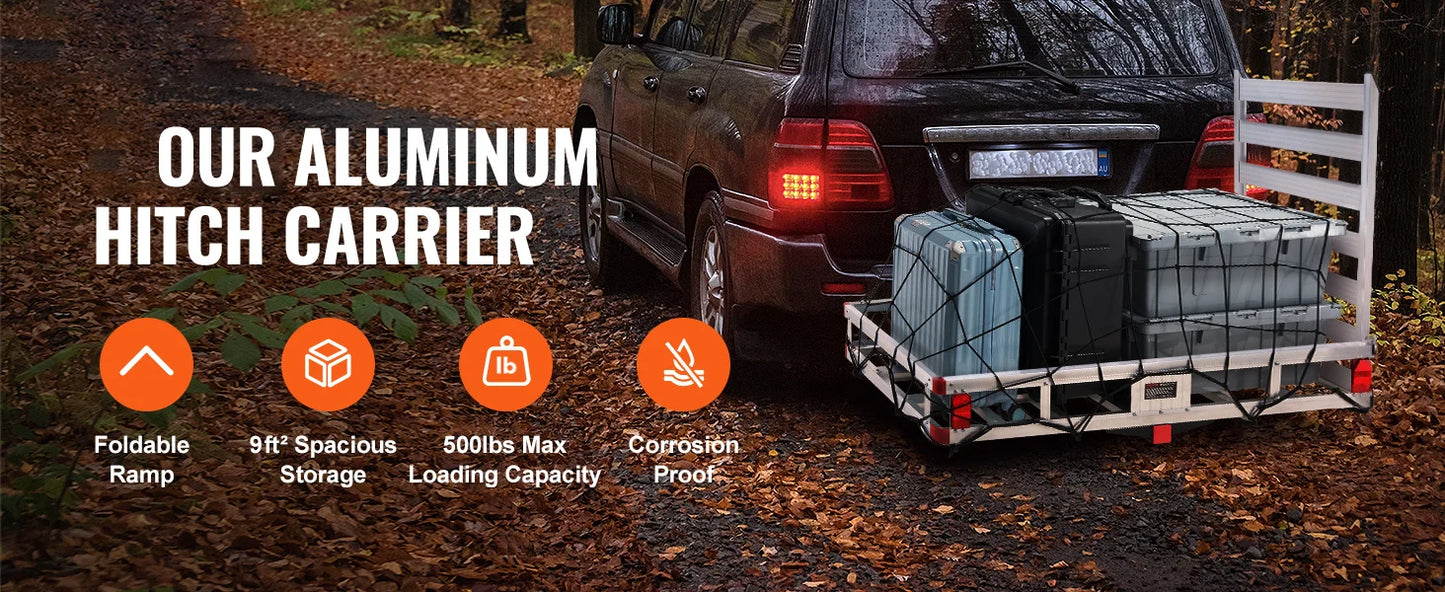 Ljustra Hitch Cargo Carrier 400lb Capacity Aluminum Basket for Truck