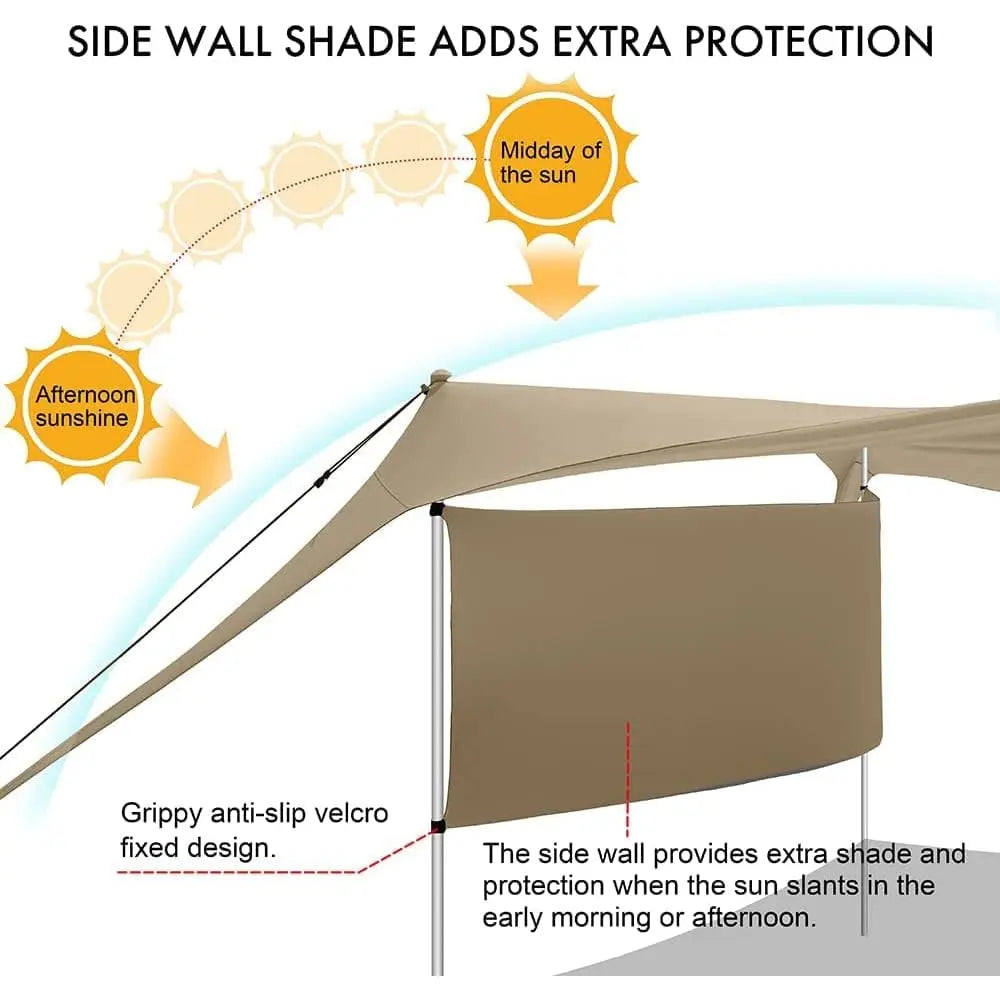 Beach Canopy Tent Shade 10x10Ft UPF50+ Windproof Water Resistant