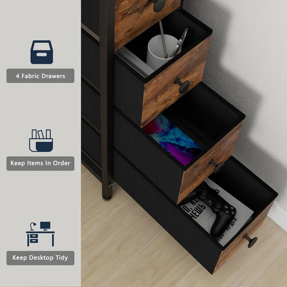 Corner Desk with Drawers Shelves Triangle Computer Desk LED Light