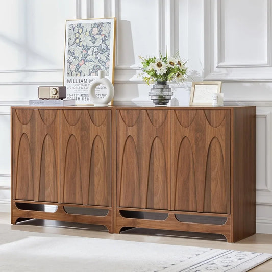 Mid Century Modern Sideboard Buffet Cabinet Storage Set of 2 63 Inch