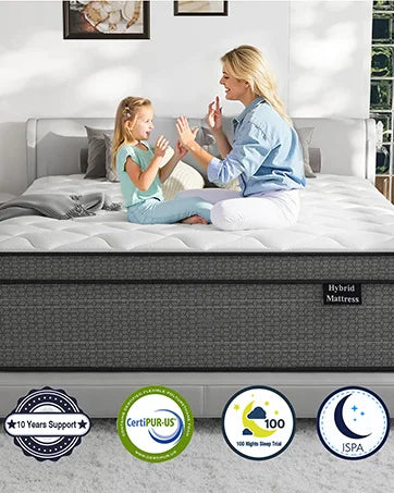 Ljustra 10 Inch Medium Plush Hybrid Queen Mattress Motion Isolation Pressure Relief