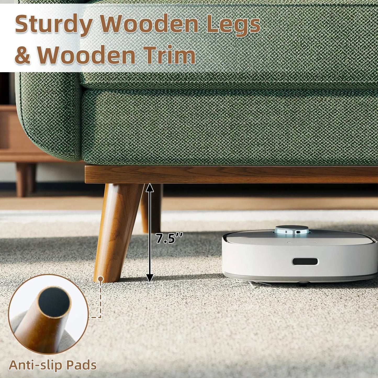 Ljustra 65 Inch Mid Century Modern Loveseat Sofa for Living Room