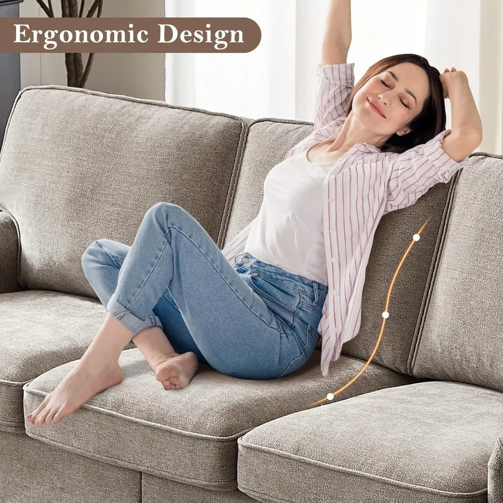 Ljustra 3 Seater Sofa Rolled Arm Upholstered Chenille Couch