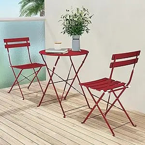 Ljustra 3-Piece Bistro Set Folding Outdoor Furniture Portable Steel Frame