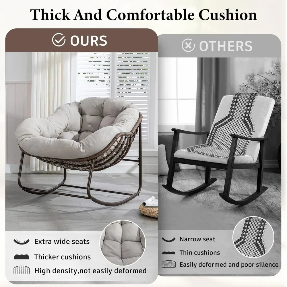 Large Oversized Indoor Outdoor Rocking Papasan Chair with Cushion