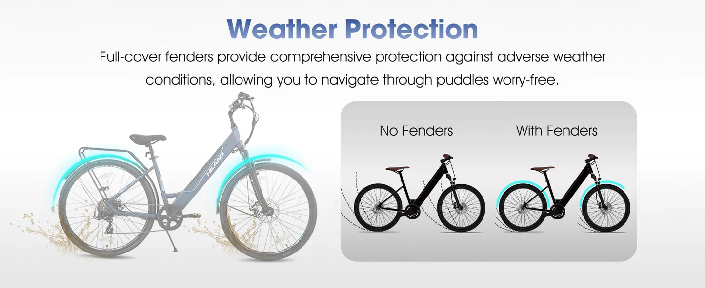 HILAND Electric Road Bike 250W Commuter with Detachable Battery LCD Display