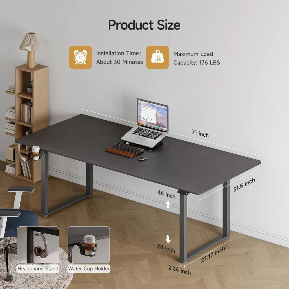 Ljustra 71x32 Inches Adjustable Height Stand Up Desk Dual Motor Memory Controller