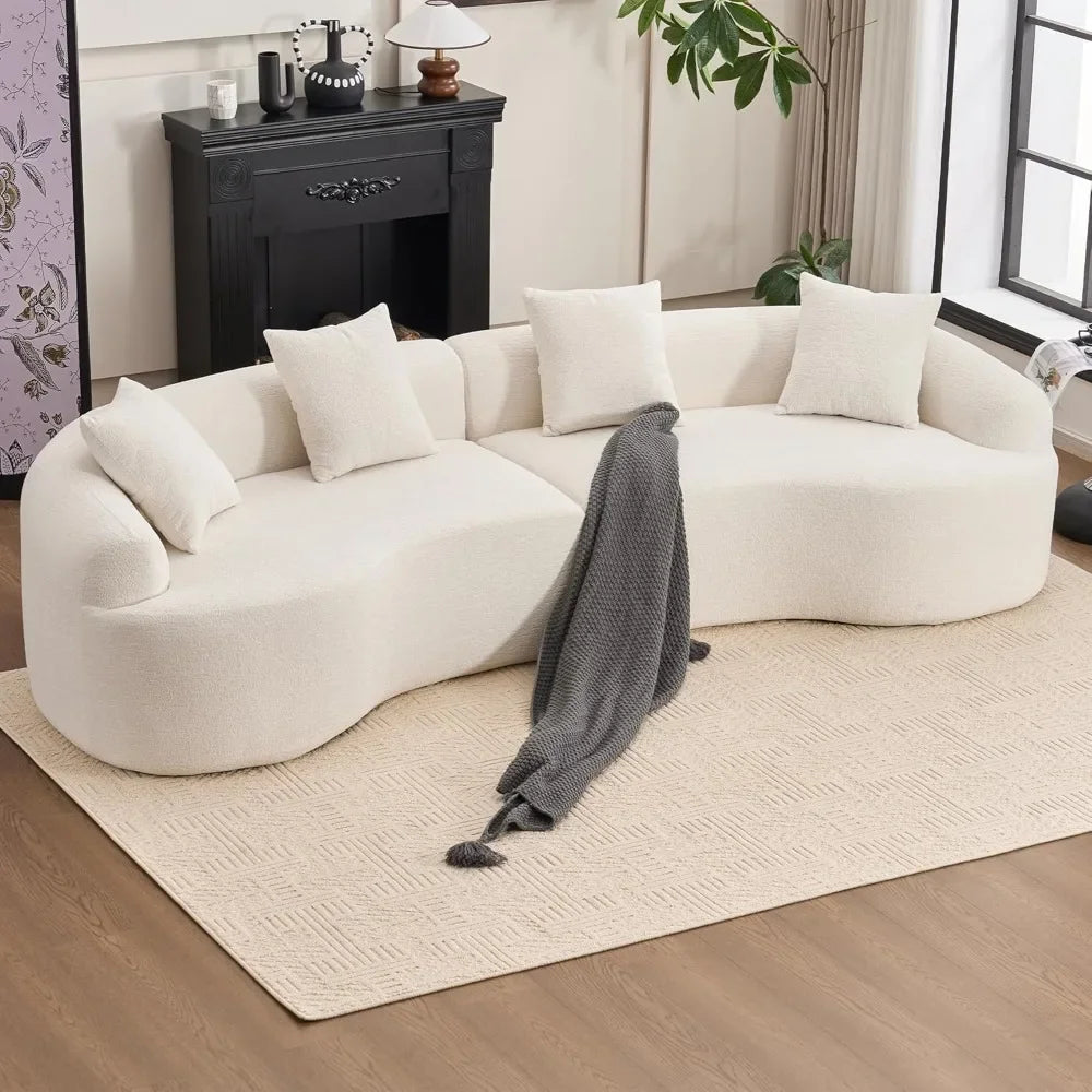 110" Curved Chenille Cloud Sofa Oversized 4-Seat Sectional Plush Cushions