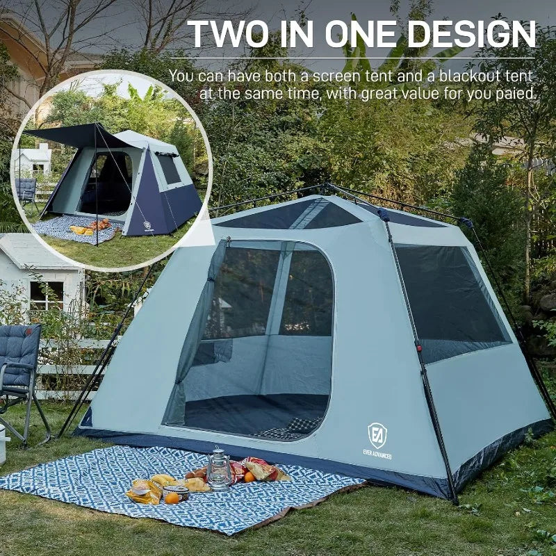 Ljustra Blackout 6 Person Camping Tent Instant Family Cabin Tent