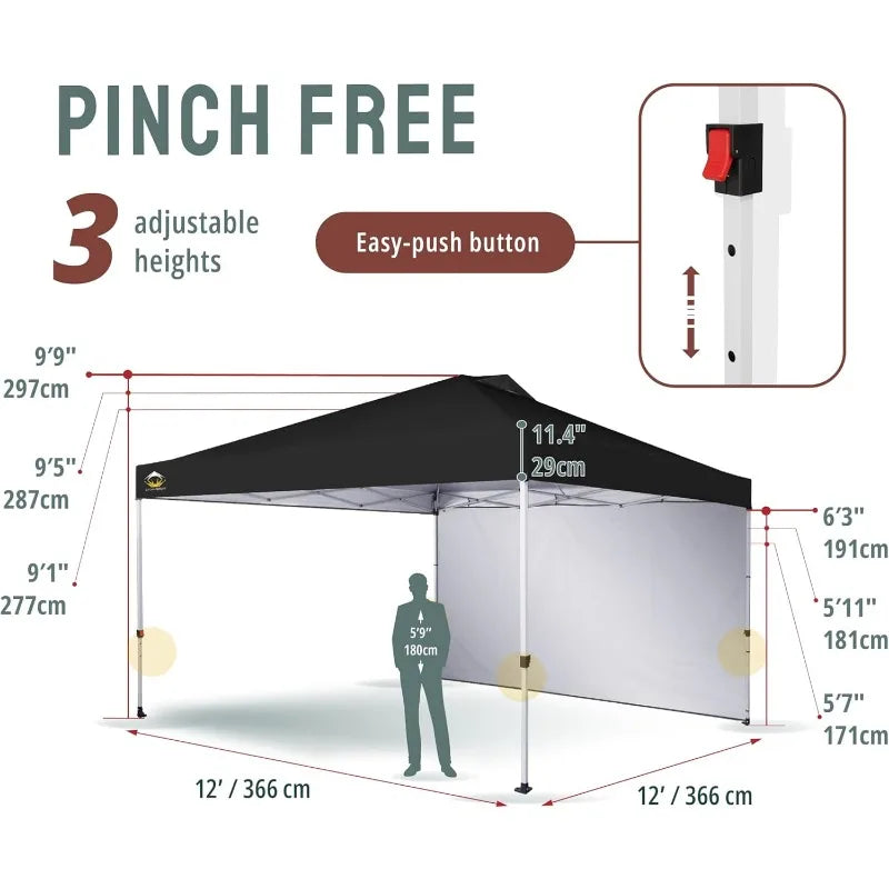 Ljustra 12x12 Pop Up Canopy Tent Instant Commercial with Sidewall