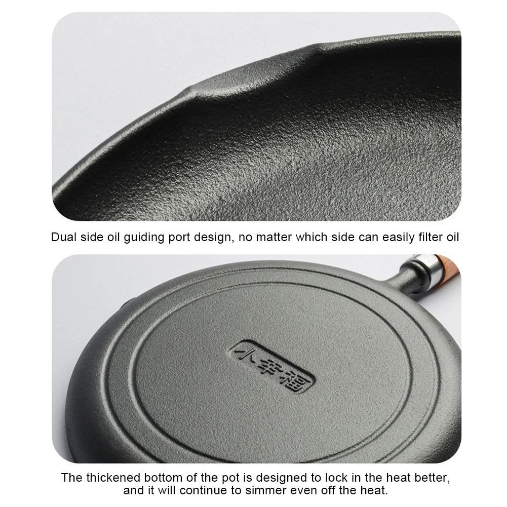 9 Inch Cast Iron Skillet Non Stick Fry Pan Chef Pan Indoor Outdoor Use