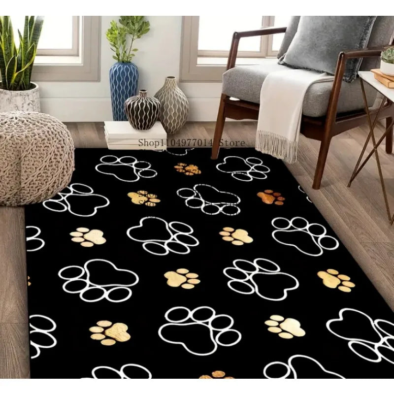Paw Print Pattern Anti-Slip Rug for Bedroom Living Room Classroom Decor