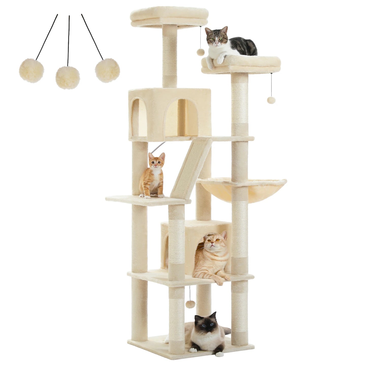 Multi-Level Cat Tree Indoor Tower with Scratching Posts Hammock Condo