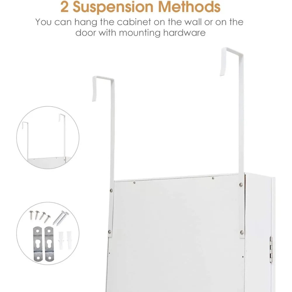 Jewelry Armoire Wall Door Mounted Full Length Mirror Jewelry Organizer