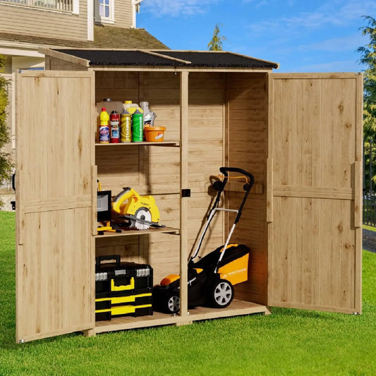 Outdoor Storage Cabinet Waterproof Roof Lockable Doors Garden Shed