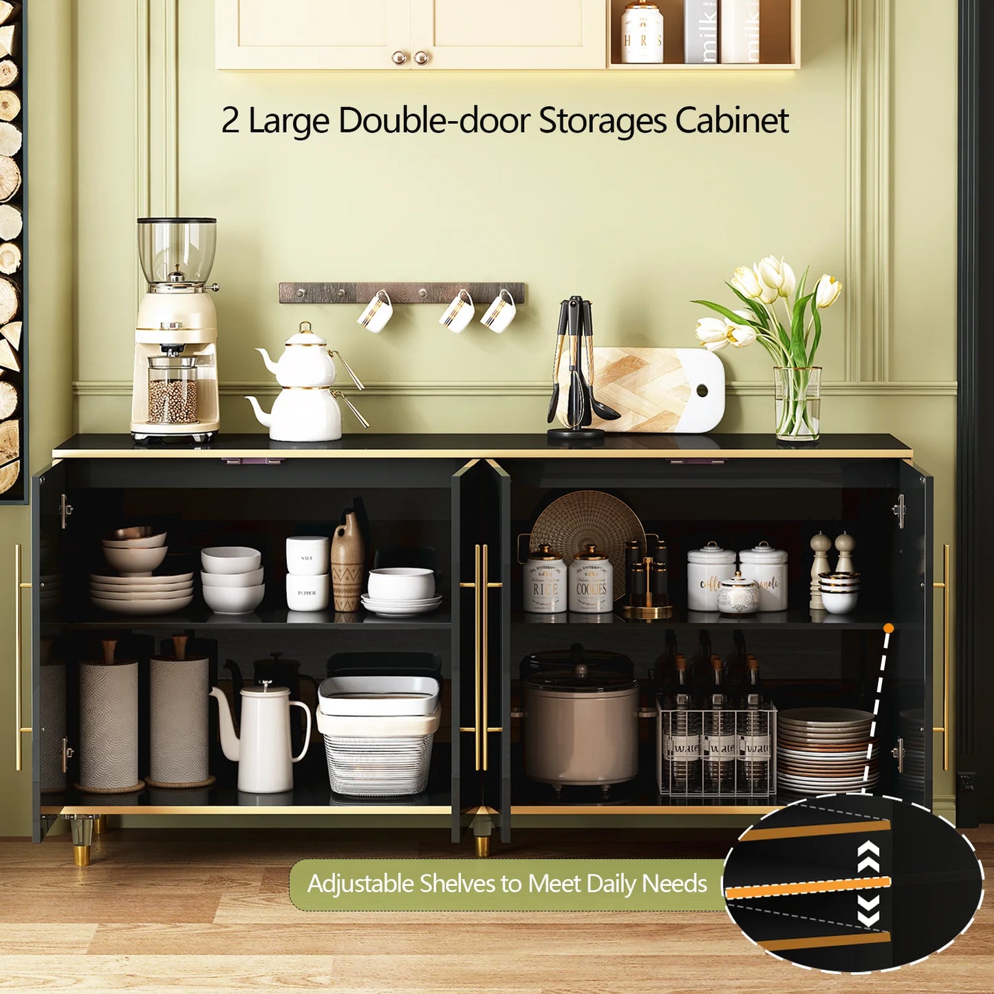 63 Inch Modern Buffet Cabinet Storage Sideboard Console Table