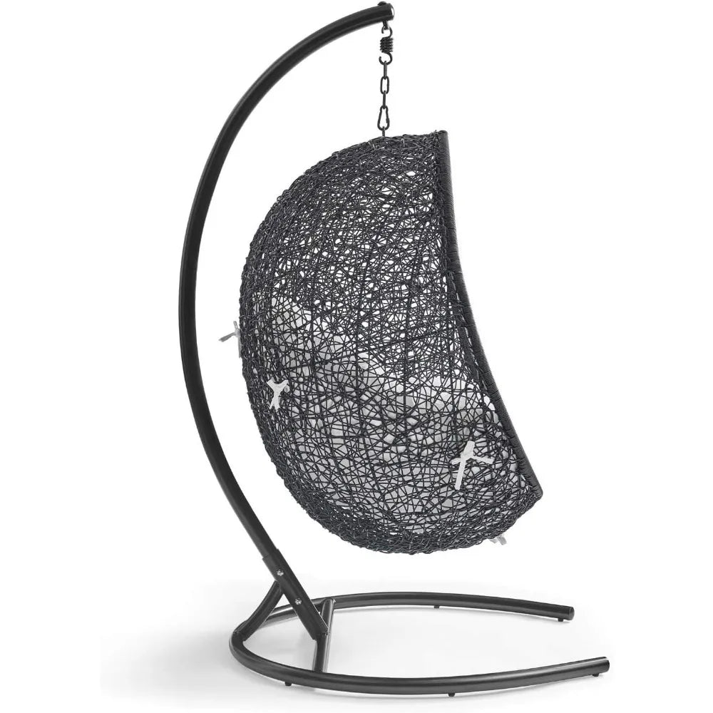 Ljustra Outdoor Patio Wicker Rattan Swing Chair with Stand