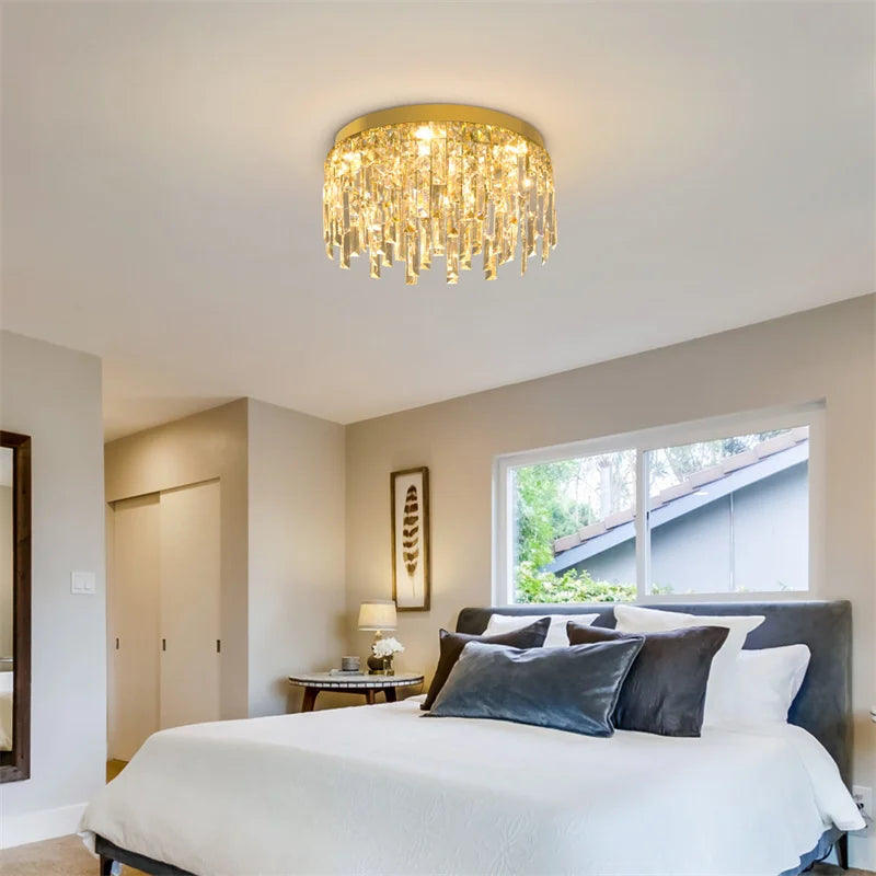 Drop Crystal Pendant Light Chandelier Ceiling Lamp for Dining Room