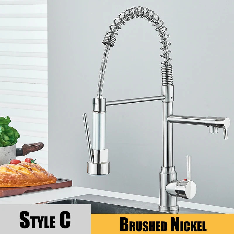 Black Kitchen Sink Faucet Pull Down Hot Cold Water Mixer 360 Rotation