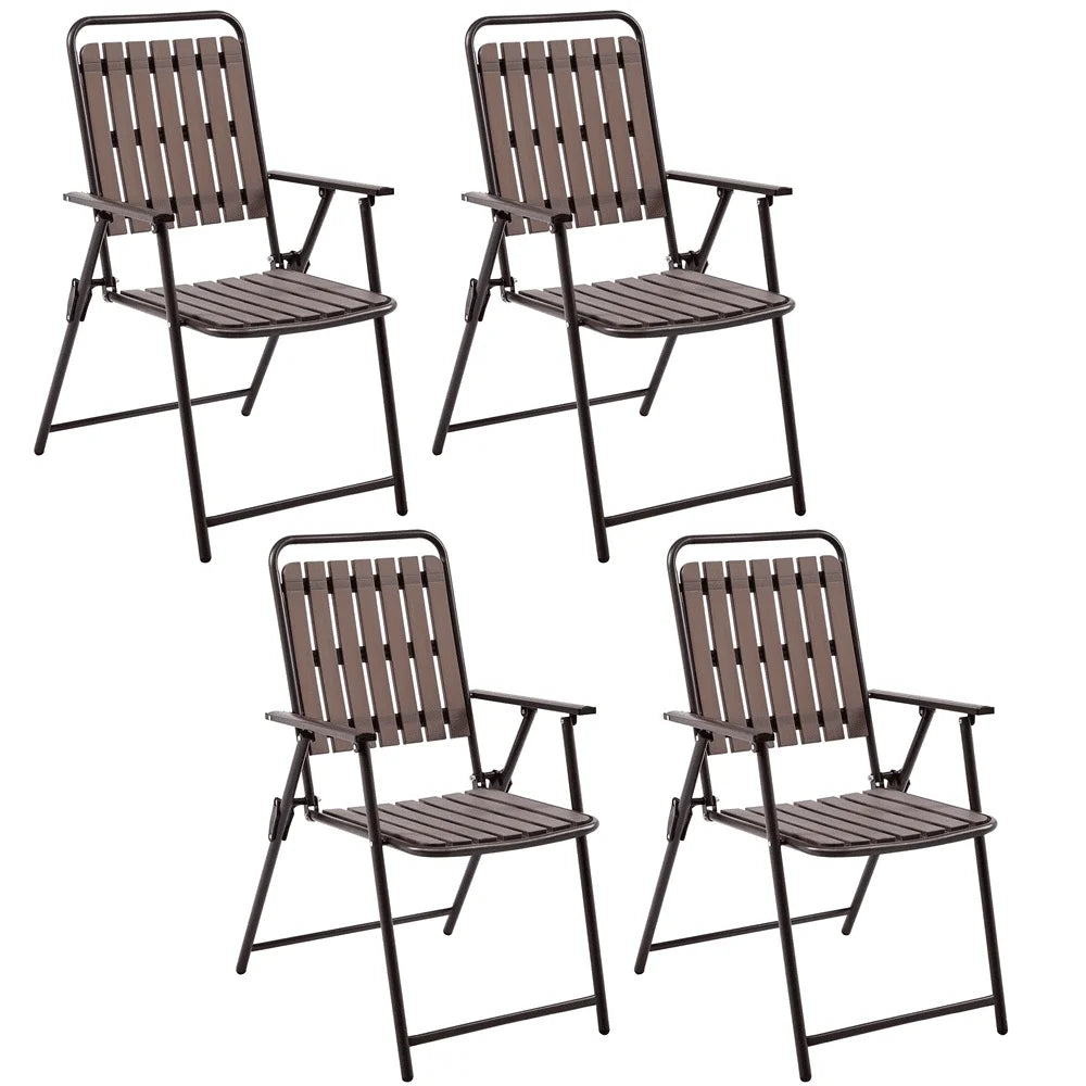 Outdoor Folding Dining Chairs Set of 4 Weather-Resistant Metal Frame