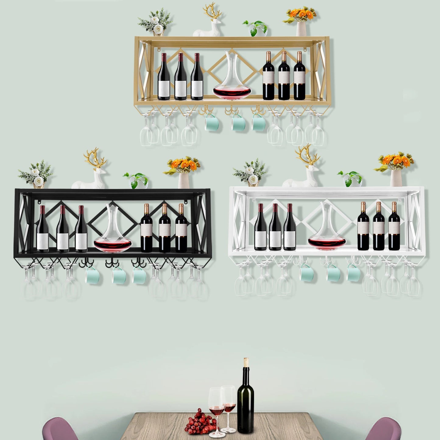 Sturdy Wall Mounted Wine Rack for Home Kitchen Commercial Use