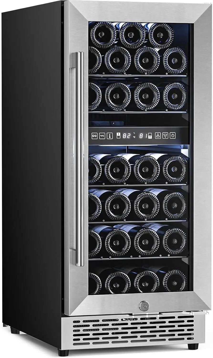 15 Inch Wine Cooler Refrigerator 27 Bottles Dual Zone Freestanding Cooler