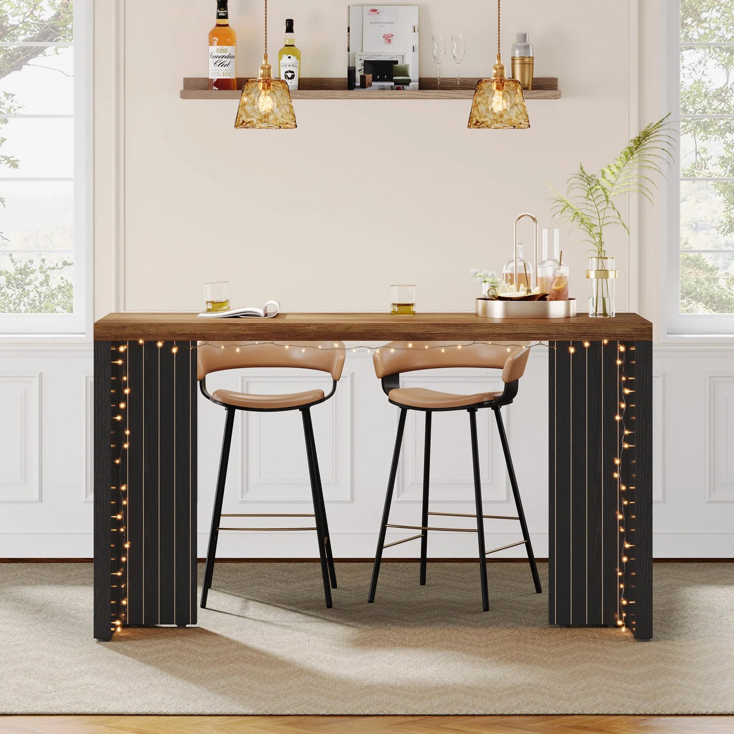 Tribesigns 55 Inch Bar Table Modern Mini Bar with Faux Marble Top