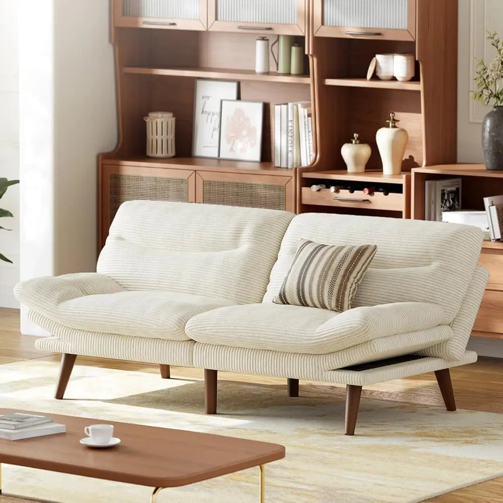 Ljustra 66 Inch Adjustable Backrest Armrests Futon Sofa Bed Sleeper