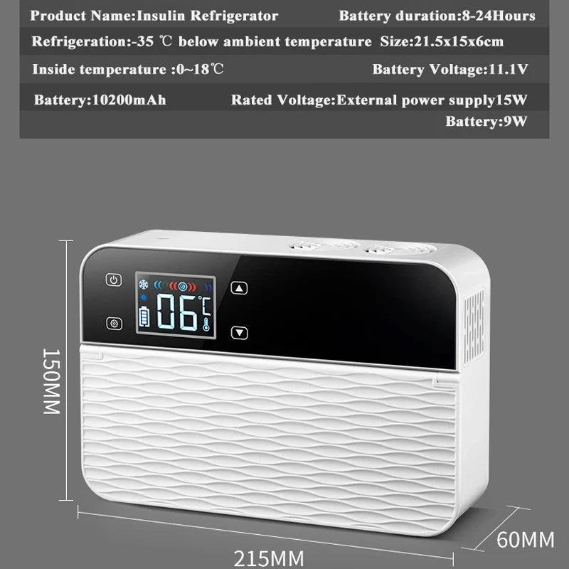 Mini Portable Insulin Refrigerator Cooler For Serum Capsules Battery 10200mAh