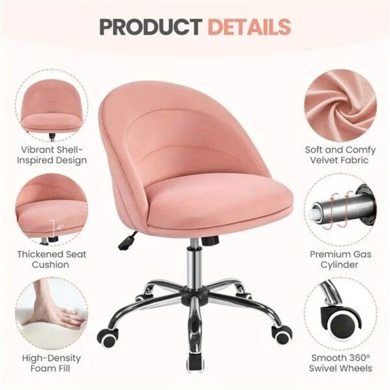 Modern Armless Desk Chair Home Office Swivel Vanity Chair
