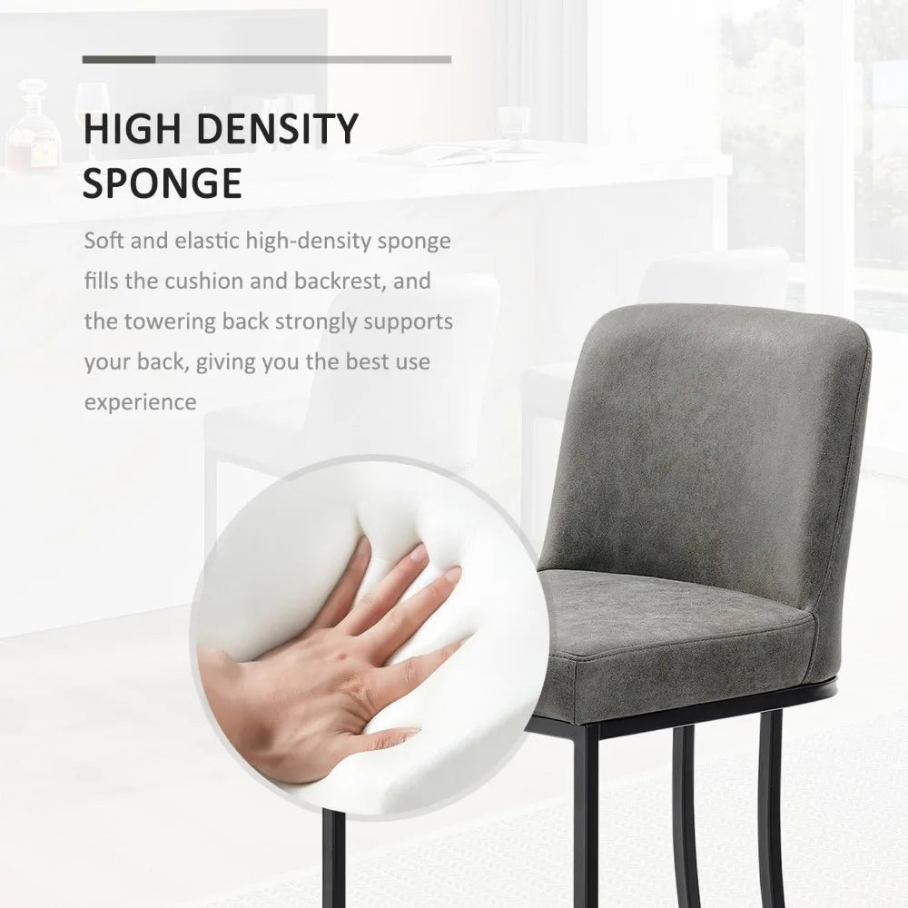 Bar Stools Set of 2 Modern Kitchen Counter Height Leather Bar Chairs