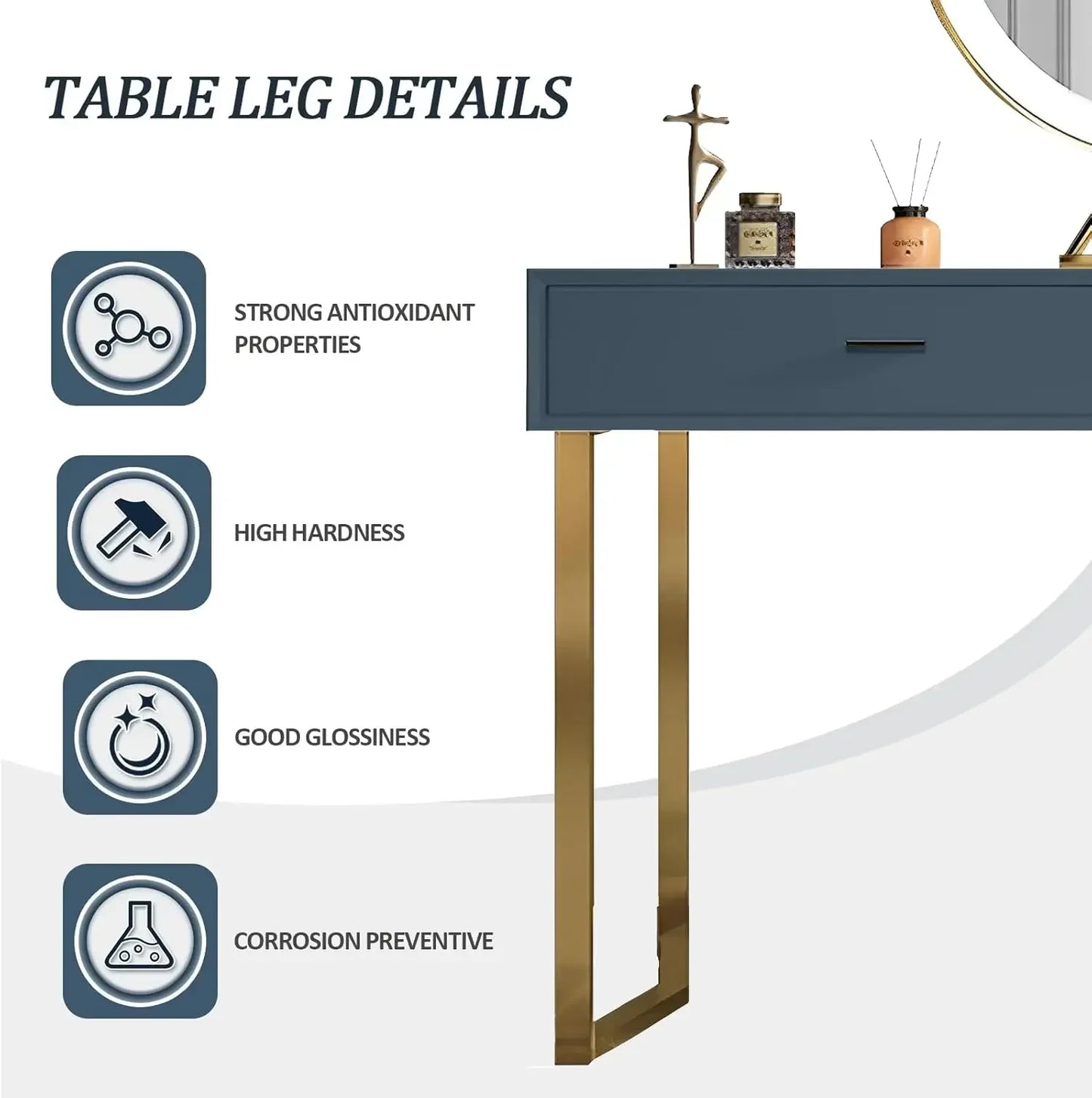 Makeup Vanity Set with Mirror Lights Dresser Table 4 Drawers Stool
