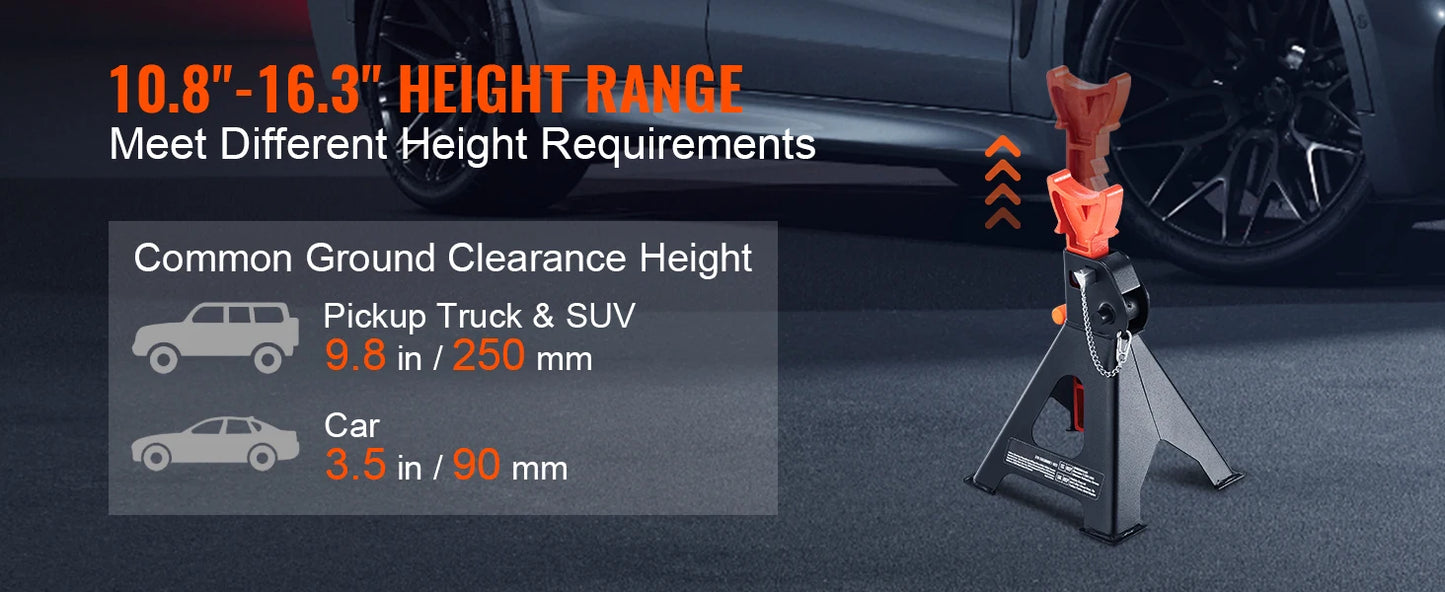 Ljustra 3 Ton Car Jack Stands Adjustable Double Locking SUV Pickup Truck