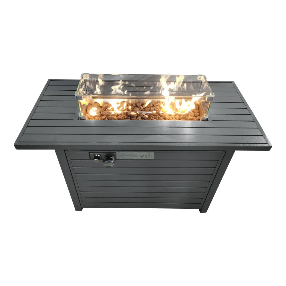 42'' Steel Propane Outdoor Fire Pit Table with Lid for Backyard Patio