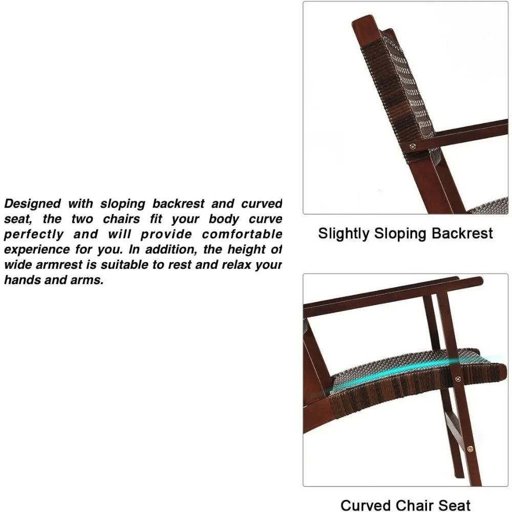 Ljustra 3PCS Outdoor Furniture Set Patio Conversation Set Armchairs Table